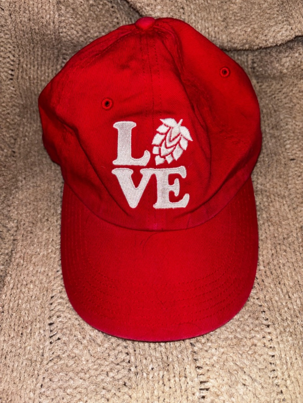 Victory Brewing Co. Red “LOVE” Hop Cone Dad Hat Baseball Cap